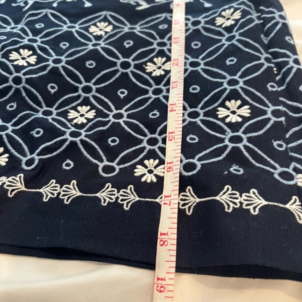 LOFT Navy and Black Embroidered Skirt - Picture 6 of 9